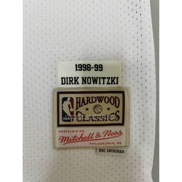 Camiseta Dallas Mavericks Dirk Nowitzki NO 41 Mitchell & Ness 1998-99 Blanco